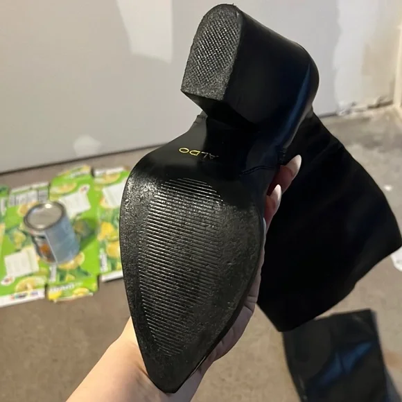 ALDO Black Leather Under the Knee-High Boots - Picture 6 of 6